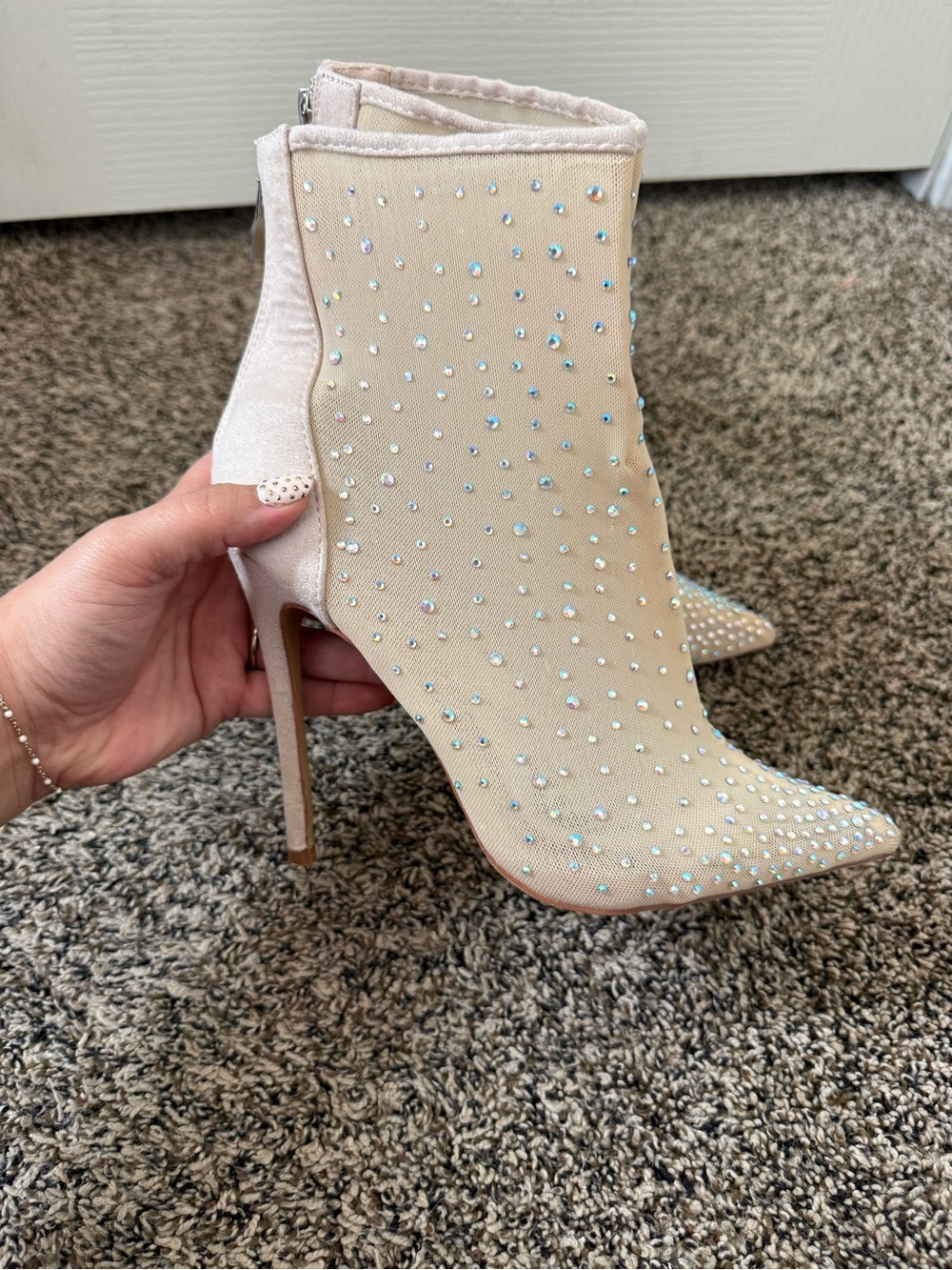✨ Champagne Crystal Glam Stiletto Booties ✨